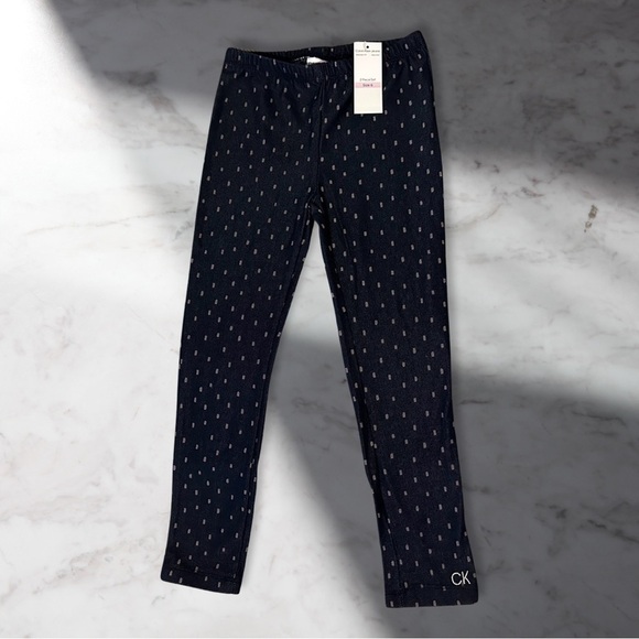 Calvin Klein Girls Polka Dot Jeggings In Dark Blue Size 6 - Picture 1 of 4